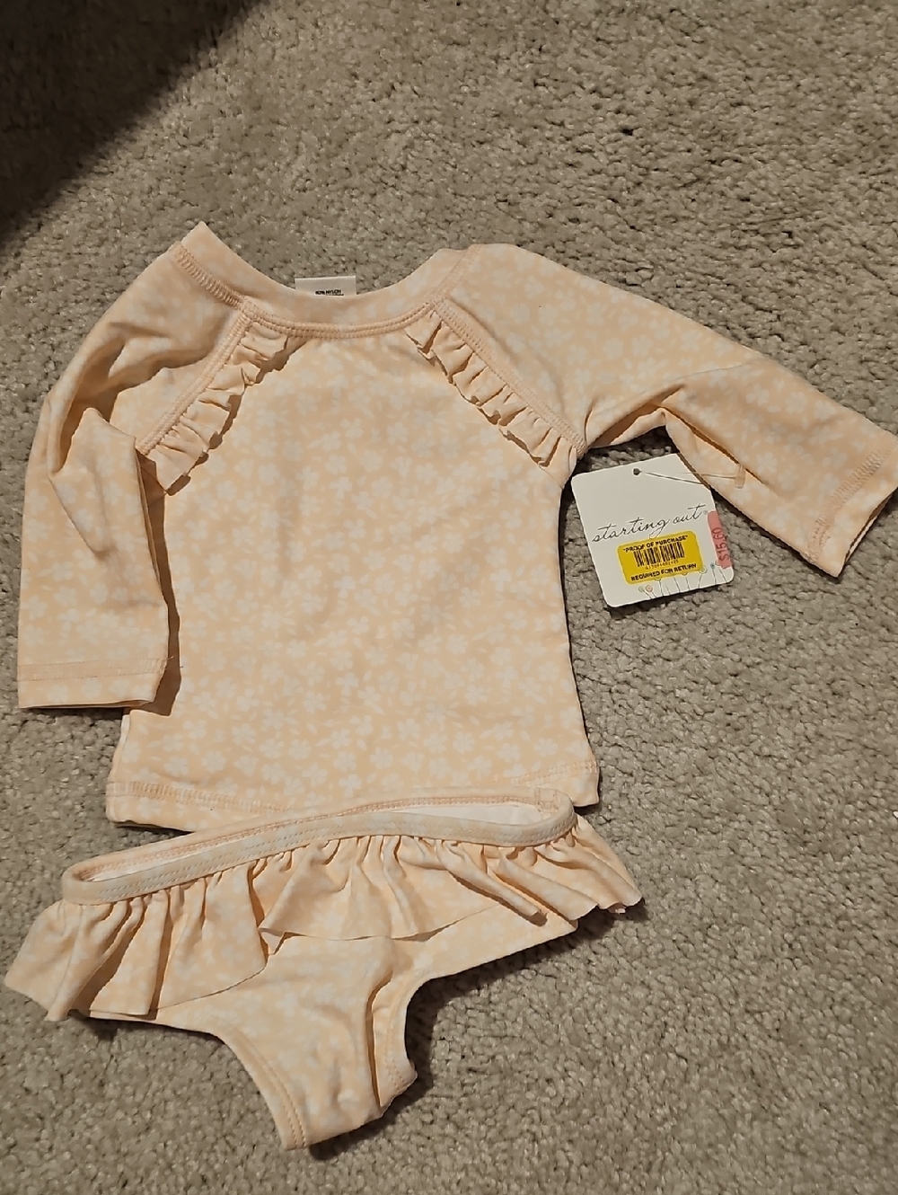 Starting Out Peach Floral Ruffle Two-Piece Set